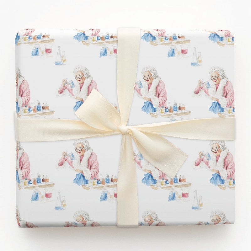 Scientist Christmas Gift Wrap, Mrs Claus Chemistry Wrapping Paper, STEM Science Holiday Paper, Adorable Chemistry Wrap, Festive Wrapping Paper