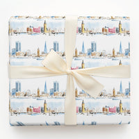 Watercolor Big Ben Gift Wrap, London Skyline Christmas Wrapping Paper, Winter Cityscape Wrapping Paper, Travel Lover Holiday Gift Wrap