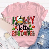 Festive Christmas Graphic Tee, Holly Jolly Bus Driver Shirt, Adorable School Bus Driver T-Shirt, Holiday Season Driver Shirt, Christmas Present