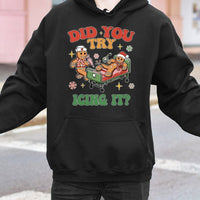 Gingerbread Nurse Christmas Hooded Sweatshirt, Did You Try Icing It Hoodie, Medical ICU RN Holiday Pullover, Humorous Winter Doctor Present
