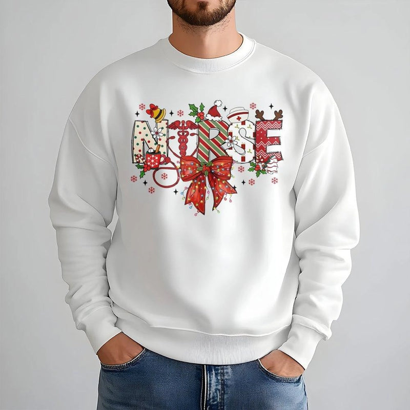 Festive Stethoscope Holiday Crewneck, Christmas Nurse Sweatshirt, RN Medical Worker Pullover, Adorable Hospital Staff Christmas Sweater