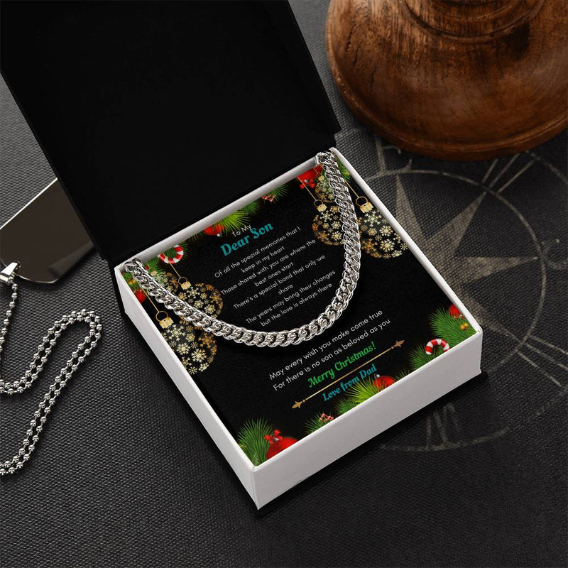 Mens Cuban Link Chain, Son Christmas Present from Dad Cuban Link Chain Necklace, Son Keepsake Jewelry, Stainless Steel Chain Necklace for Him