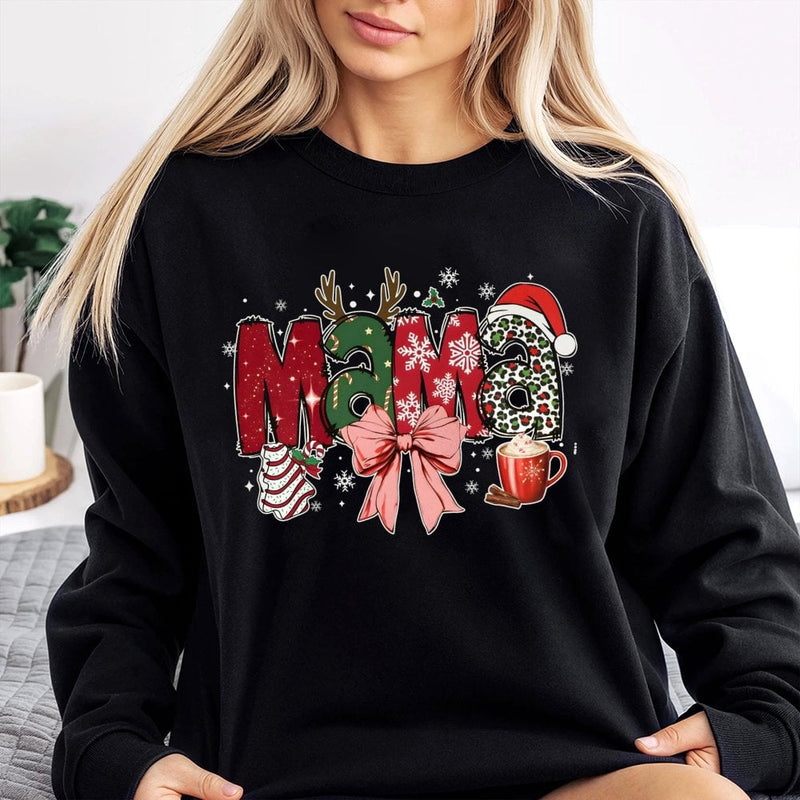 Leopard Print Holiday Crewneck, Christmas Mama Sweatshirt, Festive Mama Pullover Sweater, Adorable Winter Mom Sweatshirt, Xmas Present for Her