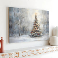Rustic Pine Tree Canvas Wall Art, Snowy Winter Forest Christmas Tree Canvas, Holiday Season Landscape Canvas Print, Winter Wall Decor