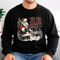 Santa Buck Hunter Christmas Sweater, Tis the Season Deer Hunting Sweatshirt, Humorous Hunting Holiday Crewneck, Outdoorsman Xmas Present