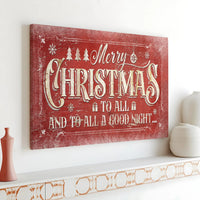 Rustic Red Holiday Canvas Print, Merry Christmas Canvas Wall Art, Christmas Quotes Canvas Decor, Festive Xmas Wall Art