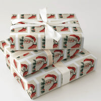 Retro Christmas Wrapping Paper, Vintage Santa Postage Stamp Wrapping Paper, Nostalgic Holiday Gift Wrapping Paper, Classic Xmas Gift Wrap