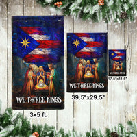 Boricua Christmas Holiday Yard Flag, Three Kings Nativity Puerto Rico Garden Flag, Double-Sided Wise Men Lawn Flag, Religious Epiphany Decor