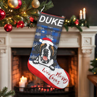 Custom Name Dog Christmas Stocking, Personalized St Bernard Christmas Stocking, Adorable Pet Holiday Stocking, St Bernard Dog Lover Xmas Present