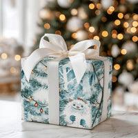 Abominable Snowman Holiday Gift Wrap, Yeti Santa Hat Christmas Wrapping Paper, Adorable Winter Lights Wrapping Paper, Whimsical Xmas Gift Wrap