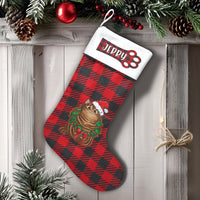 Red Buffalo Plaid Holiday Stocking, Cat Christmas Stocking, Personalized Kitten Christmas Stocking, Pet Holiday Stocking, Cat Lover Present