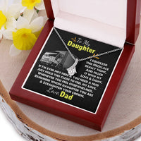 Trucker Dad Message Card Necklace, To My Daughter Necklace, 14k White Gold Finish Pendant Necklace, Christmas Present for Her