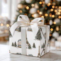 Snowy Eiffel Tower Gift Wrap, Paris Christmas Wrapping Paper, French Cityscape Holiday Wrapping Paper, Francophile Gift Wrapping Paper