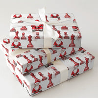 Red Chess Piece Holiday Gift Wrap, Chess Santa Christmas Wrapping Paper, Board Game Lover Xmas Wrapping Paper, Novelty Christmas Gift Wrap