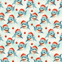 Santa Hat Ocean Gift Wrap, Great White Shark Christmas Wrapping Paper, Humorous Festive Sea Animal Present Paper, Holiday Wrapping Paper