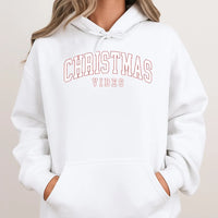Retro Varsity Holiday Hooded Sweatshirt, Christmas Vibes Hoodie, Vintage Christmas Hoodie, Comfy Winter Pullover, Xmas Present for Men Women