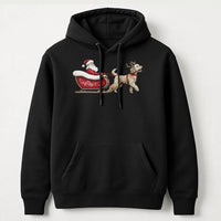 Doodle Santa Sleigh Graphic Sweatshirt, Goldendoodle Christmas Hoodie, Adorable Dog Mom Holiday Pullover, Winter Dog Lover Hooded Sweatshirt
