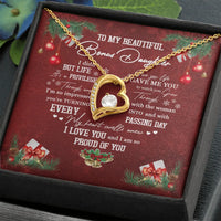 14K White Gold Heart Necklace, Bonus Daughter Forever Love Heart Necklace, Cubic Zirconia Love Pendant, Christmas Stepdaughter Present