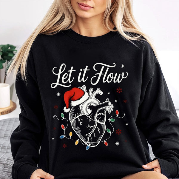Anatomical Heart Santa Nurse Sweater, Christmas Cardiac Nurse Sweatshirt, Adorable Cardiology Nurse Crewneck, Holiday Medical