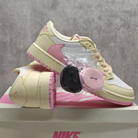 Low Top Sneakers, Beige Pink Colorway, Lace Up Design, Casual Gift for Sneaker Fans