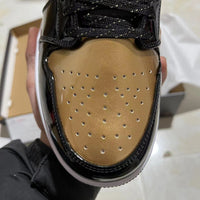 Low Top Sneakers, Black Gold Colorway, Lace Up Design, Casual Gift for Sneaker Fans