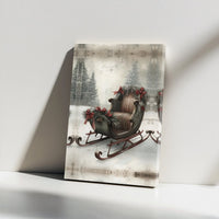Winter Forest Snowy Landscape Canvas Print, Vintage Christmas Sleigh Canvas Wall Art, Festive Holiday Wall Decor, Winter Home Canvas Art