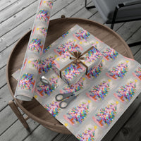 Painterly Tree Holiday Gift Wrap, Colorful Christmas Tree Wrapping Paper, Artistic Xmas Wrapping Paper, Seasonal Gift Wrap Roll
