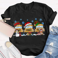 Snowflake Holiday Graphic T-Shirt, School Bus Christmas Shirt, Adorable Bus Driver Christmas Tee, Back to School Winter Holiday Shirt
