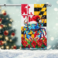 Santa Hat Blue Crab Yard Banner, Maryland Christmas Crab Garden Flag, State Pride Holiday Double Sided Flag, Winter Porch Lawn Decor