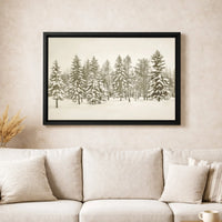 Snowy Pine Trees Landscape Scenery, Winter Forest Canvas Wall Art Print, Serene Christmas Nature Decor, Digital Download
