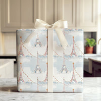 Watercolor Eiffel Tower Gift Wrap, Paris Christmas Wrapping Paper, Parisian Holiday Wrapping Paper, French Winter Wonderland Gift Wrap Roll