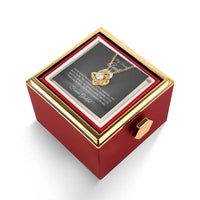 Rotating Rose Gift Box, Aunt Love Knot Necklace, Gold CZ Crystal Pendant Necklace, Thoughtful Birthday Christmas Present for Aunt from Niece