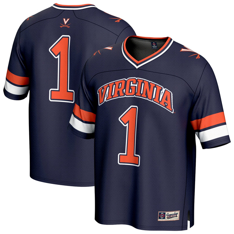 #1 Virginia Cavaliers Lightweight Collegiate Football Fashion Jersey - Navy