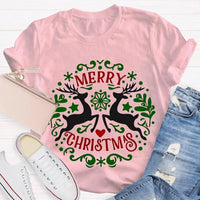 Festive Reindeer Holiday Graphic Tee, Christmas Elk T-Shirt, Winter Deer Shirt, Adorable Merry Christmas Animal T-Shirt, Xmas Apparel