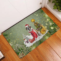Holiday Dog Welcome Mat, Saint Bernard Christmas Doormat, Saint Bernard Xmas Entryway Rug, Winter Door Mat, Dog Lover Christmas Present