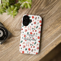 Watercolor Holiday Candy Cane Phone Case, Merry Christmas iPhone Phone Case, Christmas Tree Ornament Tough Phone Cover, Xmas Present