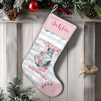 Adorable Sleeping Elephant Holiday Stocking, Personalized Baby Christmas Stocking, Custom Name Baby First Stocking, Newborn Fireplace Decor