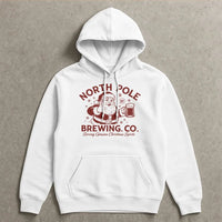 Humorous Santa Drinking Beer Hoodie, North Pole Brewing Co Hoodie, Vintage Xmas Holiday Graphic Sweatshirt, Christmas Party Pullover Hoodie