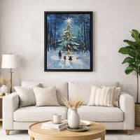 Snowy Forest Canvas Print, Christmas Tree Canvas Wall Art, Winter Holiday Canvas Art, Festive Oil Painting Wall Decor, Christmas Home Present