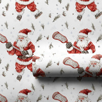 Ice Skating Santa Claus Gift Wrap, Lacrosse Santa Wrapping Paper, Sports Christmas Wrapping Paper, Athlete Coach Holiday Wrapping Paper