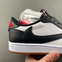 Low Top Sneakers, White Black Red Brown Colorway, Leather Footwear, Reverse Hook Design, Lace Up Design, Casual Gift for Sneaker Fans