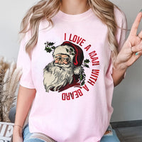 Vintage Santa Graphic Tee, I Love a Man with a Beard Christmas Shirt, Humorous Holiday Couple T-Shirt, Retro Xmas Tee, Festive Present for Her