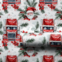 Santa Trucker Christmas Gift Wrap, Red Semi Truck Wrapping Paper, Big Rig Holiday Wrapping Paper, Truck Driver Festive Gift Wrap Roll
