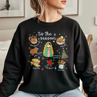 Virgen De Guadalupe Holiday Crewneck, Mexican Christmas Sweatshirt, Feliz Navidad Graphic Sweater, Latino Heritage Christmas Sweatshirt