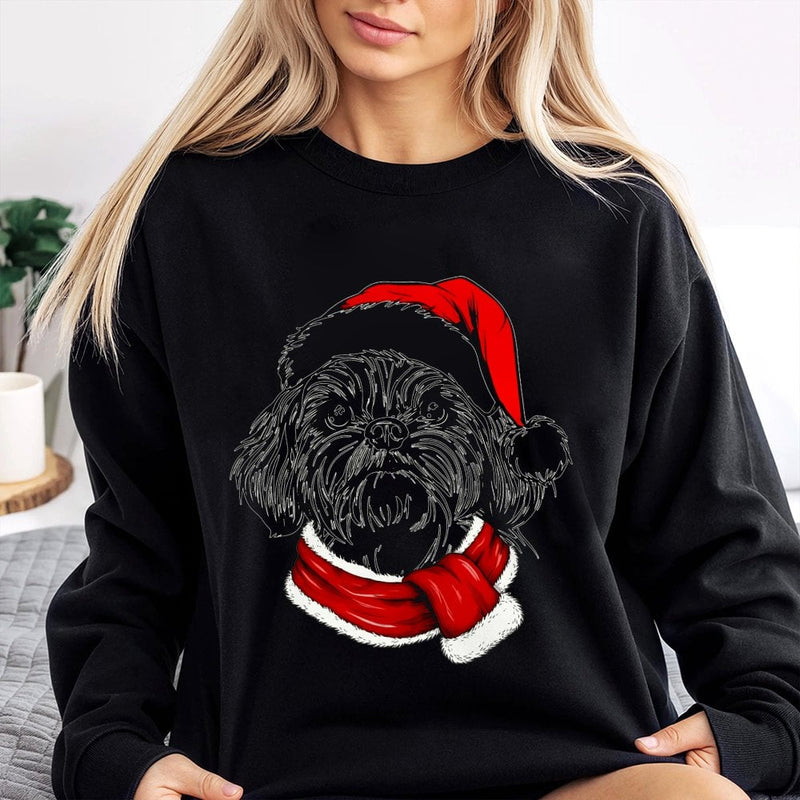 Festive Shih Tzu Holiday Crewneck, Santa Paws Christmas Dog Sweatshirt, Adorable Dog Lover Xmas Sweater, Winter Holiday Pullover Present