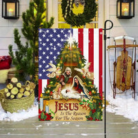 Jesus Is the Reason for the Season Flag, Nativity Scene Garden Flag, Double-Sided Christmas Holiday Yard Flag, Religious Lawn Decor