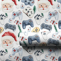Video Game Controller Gift Wrap, Gamer Santa Christmas Wrapping Paper, Retro Gamer Wrapping Paper, Kids Gaming Holiday Gift Wrap Roll