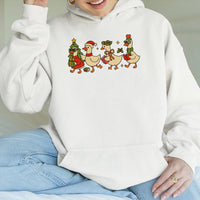 Retro Teacher Holiday Hoodie, Christmas Duck Hoodie, Humorous Winter Mallard Sweatshirt, Adorable Xmas Duck Graphic Hooded Pullover, Teacher Present