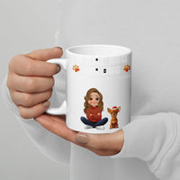 Chibi Girl Christmas Puppy Holiday Mug, Adorable Chihuahua Dog Mom Ceramic Mug, Festive Pet Lover Coffee Cup, Xmas Dog Parent Present 11oz 15oz
