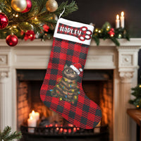 Red Buffalo Plaid Cat Stocking, Cat Christmas Stocking, Personalized Pet Christmas Stocking, Custom Cat Name Stocking, Holiday Decor Present